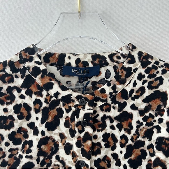 Rachel Roy Leopard Blouse Jacket Shirt Top Cropped NWT Brown Size Extra Large XL - Picture 3 of 11